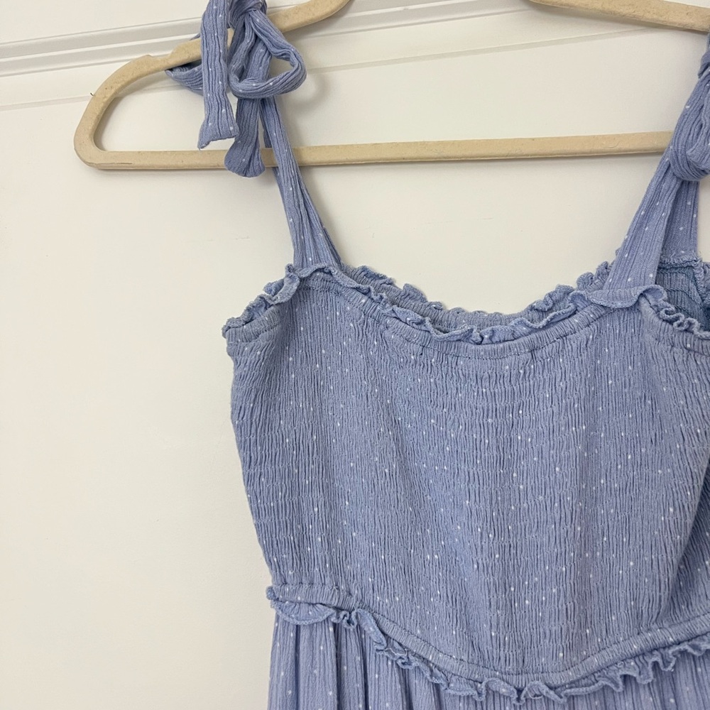Smocked Tie-Shoulder Maxi Dress in Periwinkle - Picture 2 of 4
